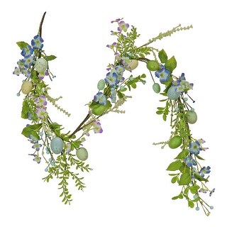 60" Flowering Blue Eggs Easter Garland