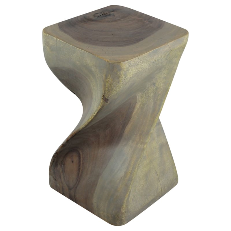 Haussmann® Big Twist Wood Stool Table 12 in SQ x 20 in H Grey Oil - 12" x 12" x 20"