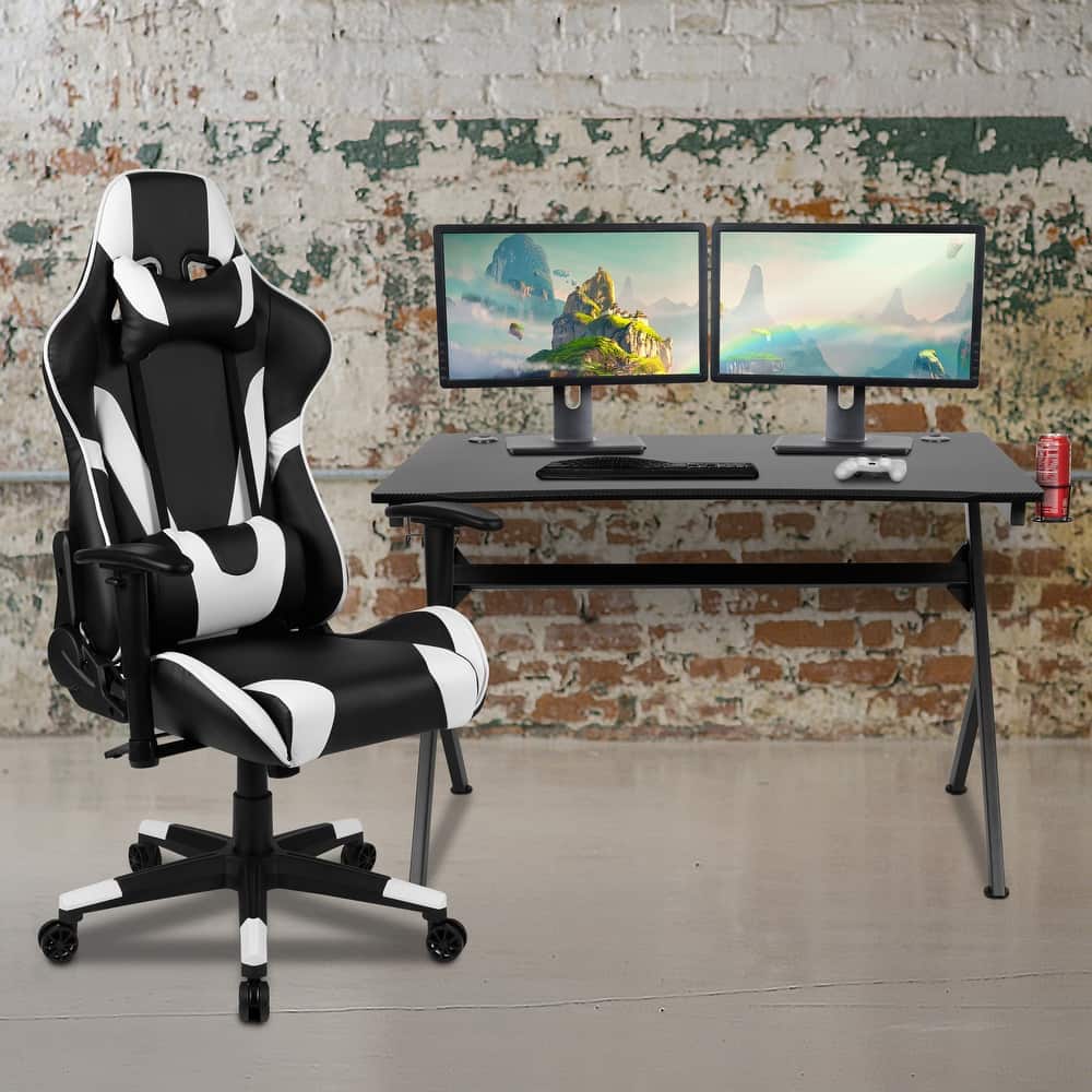 Gaming Bundle-Desk, Cup Holder/Headphone Hook & Reclining Chair