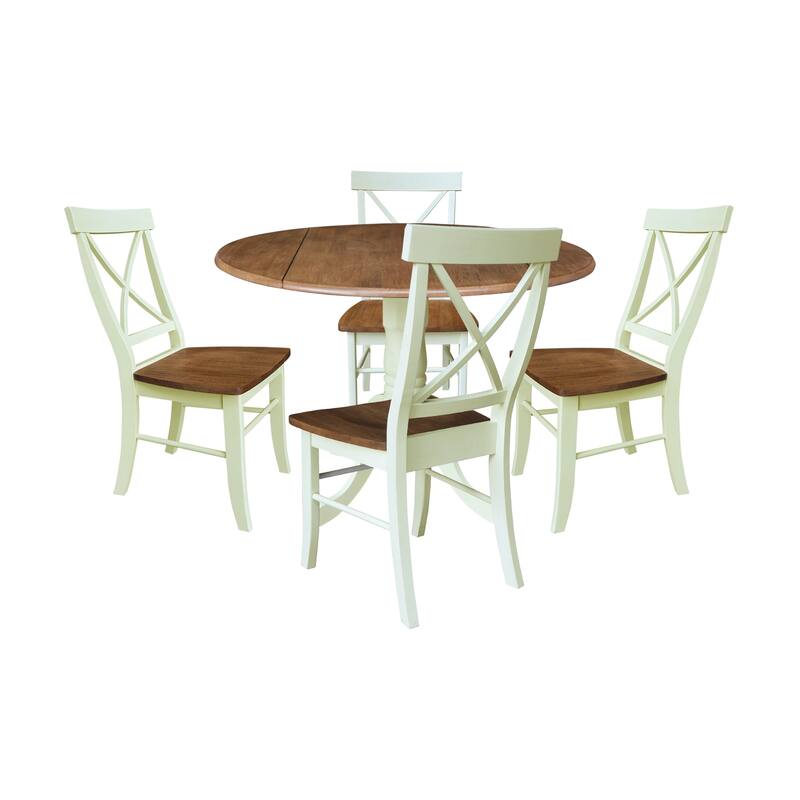 42" Dual Drop Leaf Table with X-back Chairs Set