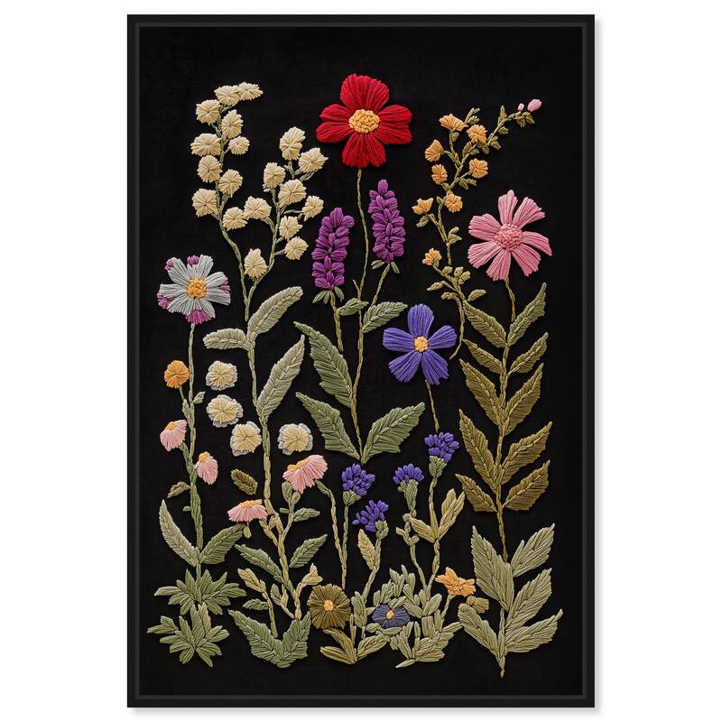 Fiber Flora on Fathomless Canvas by Art Remedy - Black - 16" x 24"