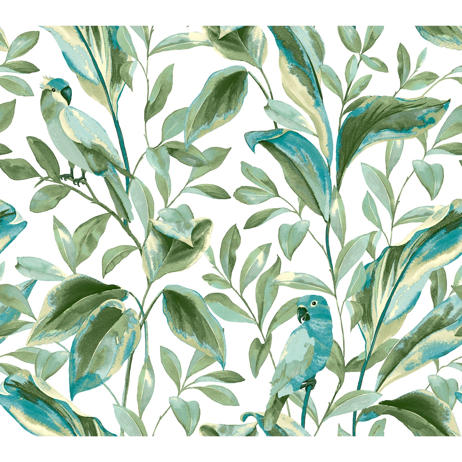 Inspired by Color Tropical Love Birds White & Aqua Wallpaper