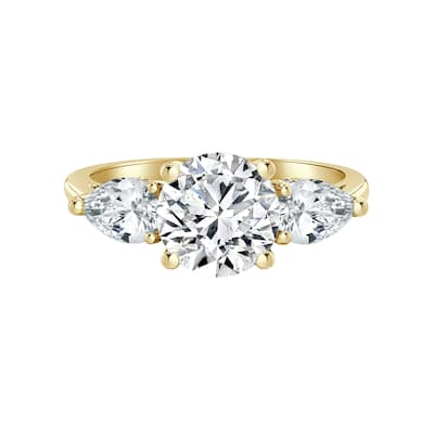Auriya 14k-Yellow Gold Lab Grown 3-stone Hidden-Halo Round Diamond Engagement Ring 3.00ct. tw. (F-G VS)