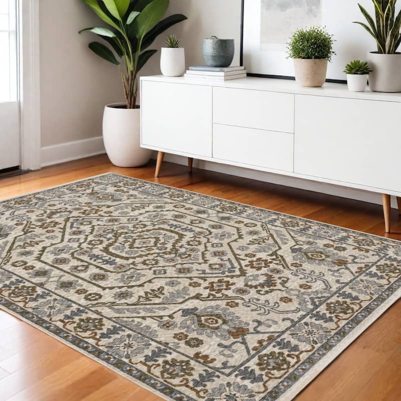 HomeRootsFloral Traditional Runner Area Rug - 66.14' X '45.67' X '0.28 - Rust/Ivory