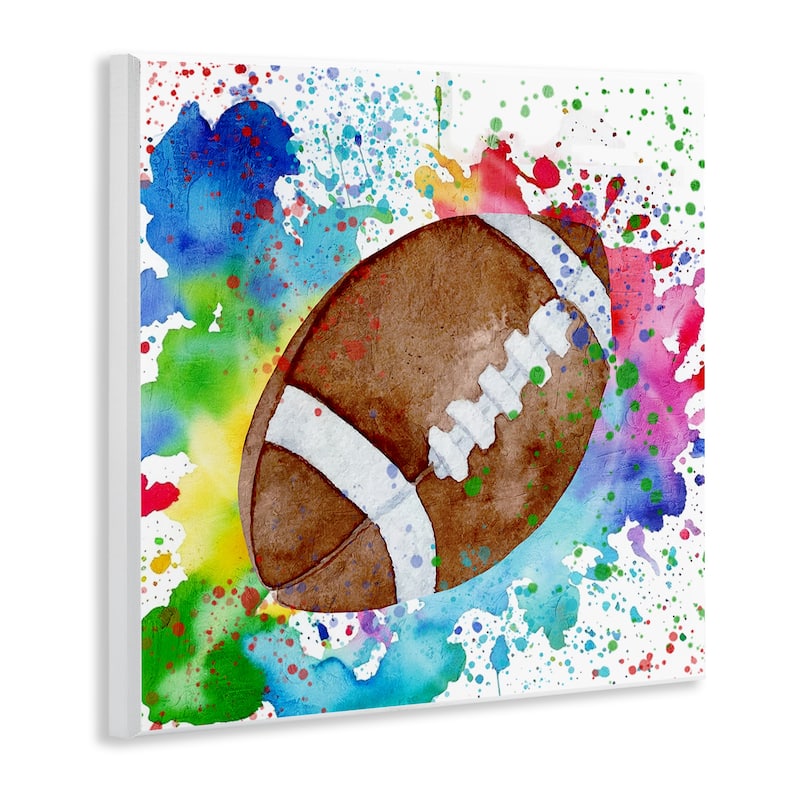 Stupell Vivid Splash & Football Wall Plaque Art Design By Kim Allen