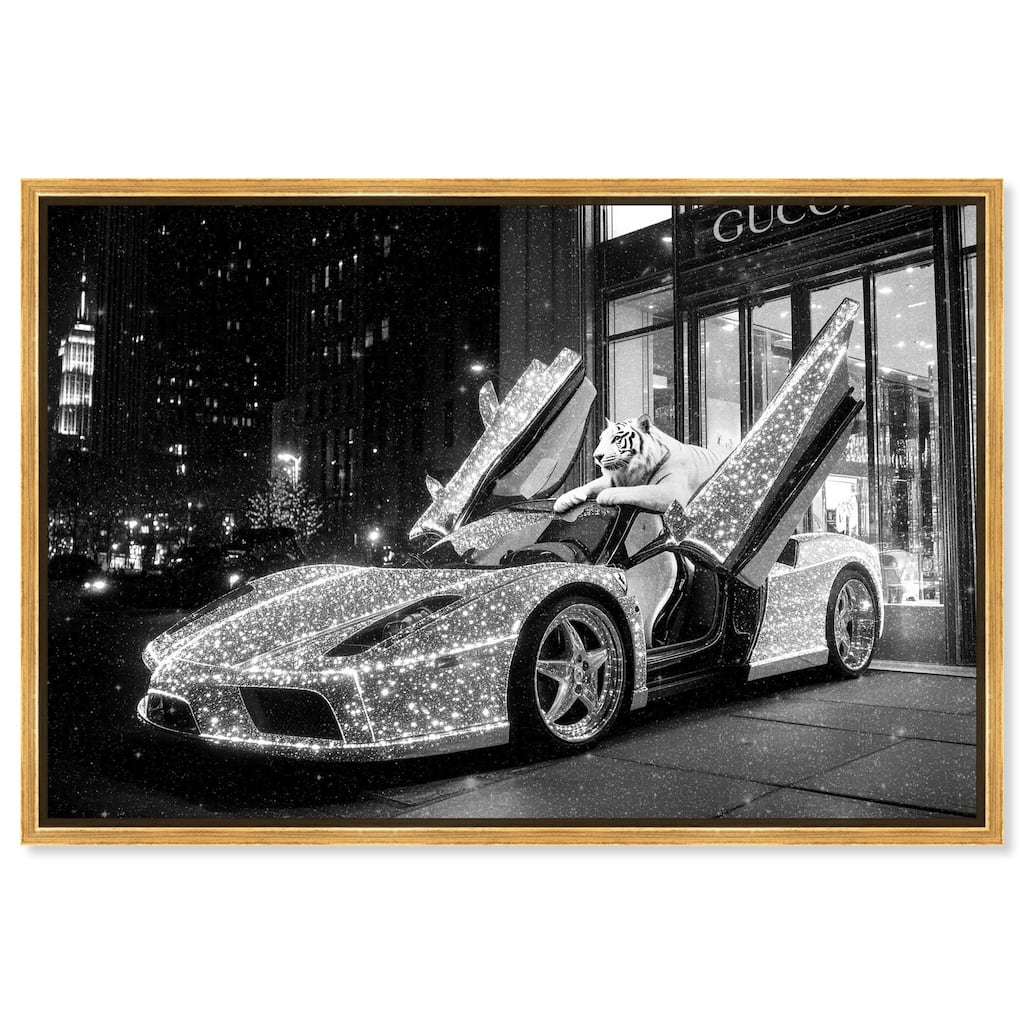 Glistening Tiger and Car Canvas by Art Remedy