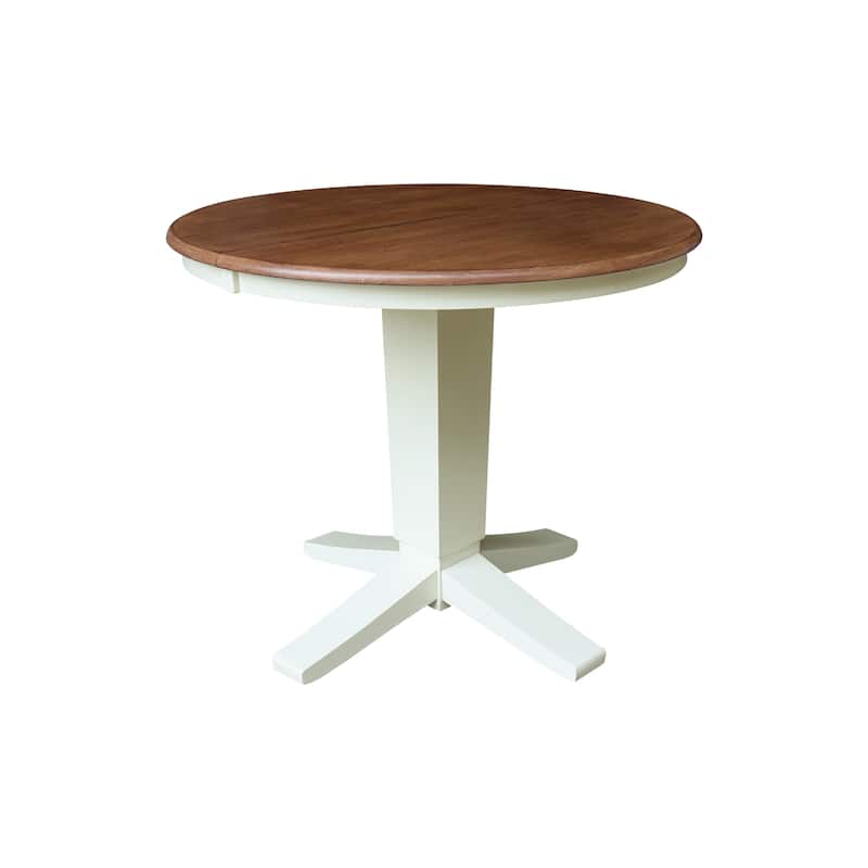 36 in Round Extension Dining Table with 12 in Leaf and Dining Chairs
