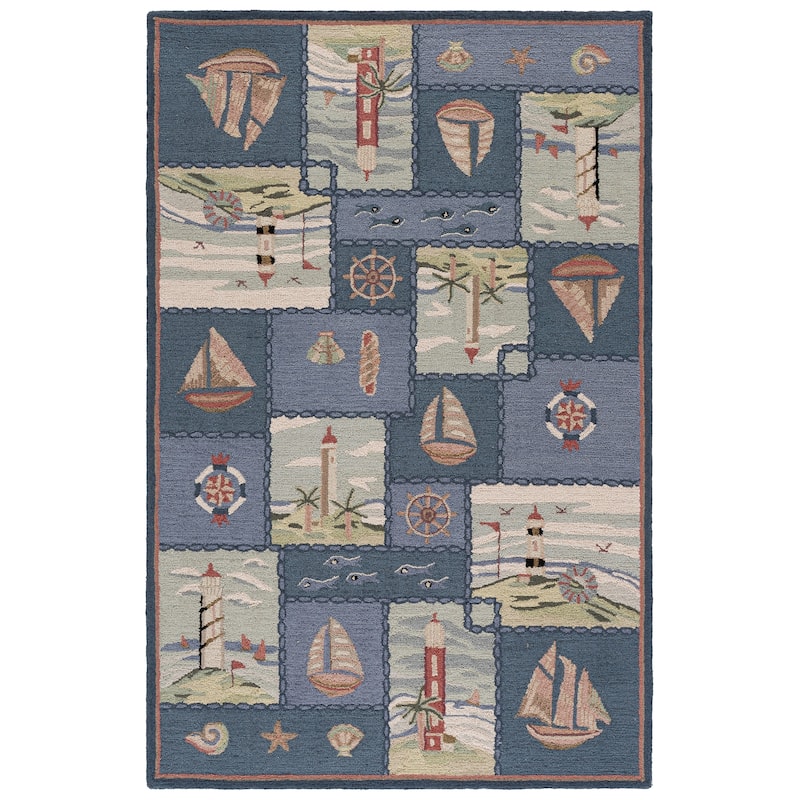 SAFAVIEH Handmade Chelsea Laurenzia French Country Nautical Wool Rug - 6' x 9' - Blue