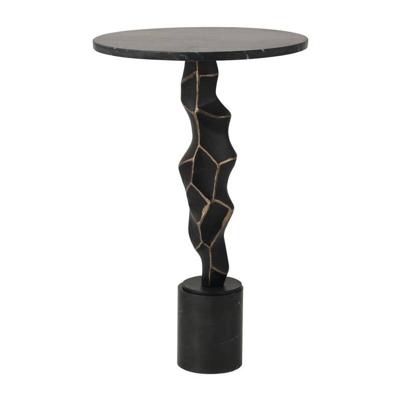 Sagebrook Home Luxurious 25" Aluminum & Marble Accent Table - 16" x 16" x 25"