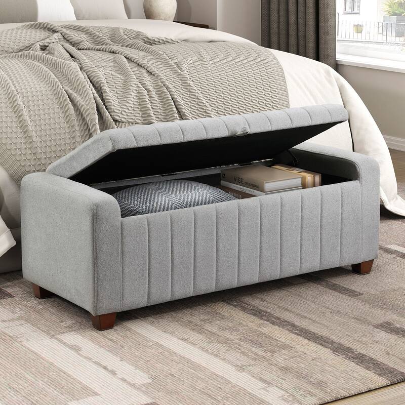 Bronte 50" Boucle Lift Top Storage Bench - Foam Cushioned Seat