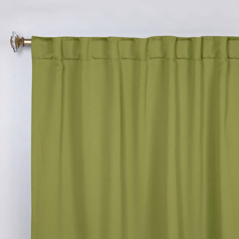 Superior Solid Machine Washable Room Darkening Curtains with Back Tabs, Set of 2