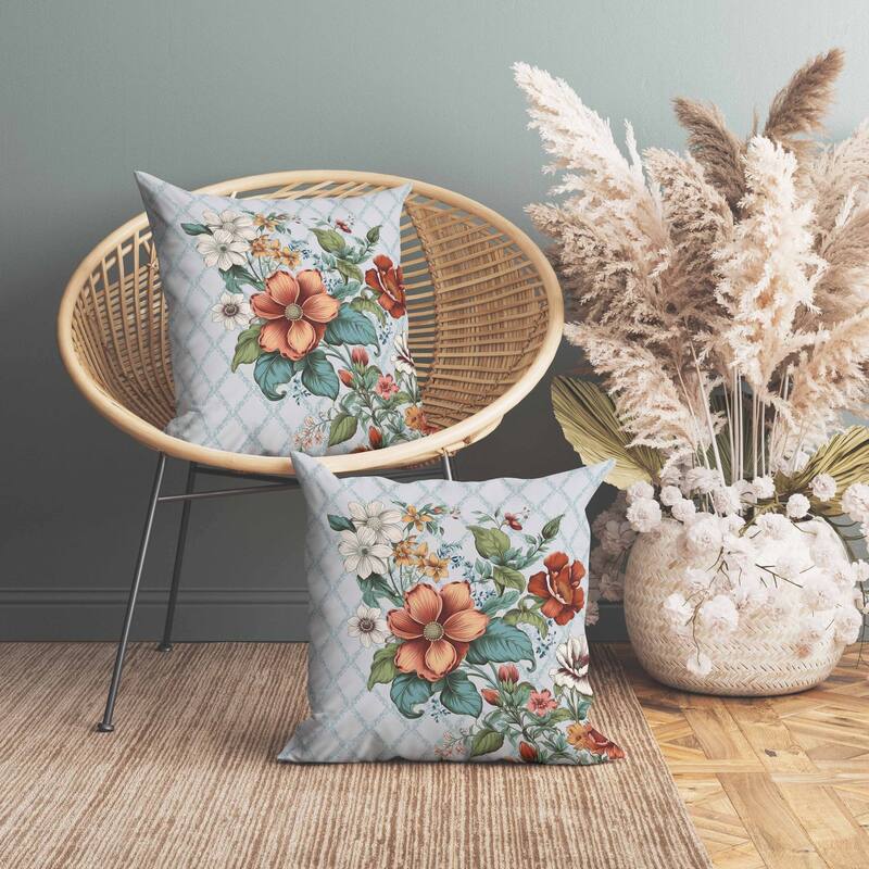Wildflower Artistry Faux Suede Reversible Throw Pillow Green and Orange