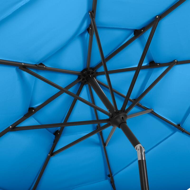 10 ft Patio Umbrella, 3-Tiered Sunshade with Push Button Tilt and Easy-Open Crank, Outdoor Umbrella for Deck, Yard