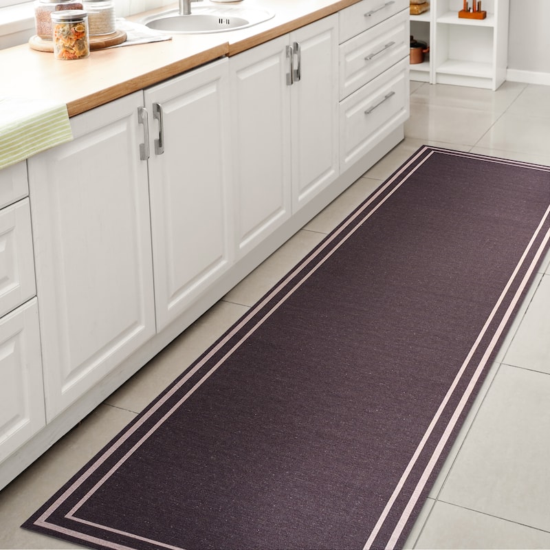 JONATHAN Y Ainsley Classic 2-Stripe Border Washable Area Rug