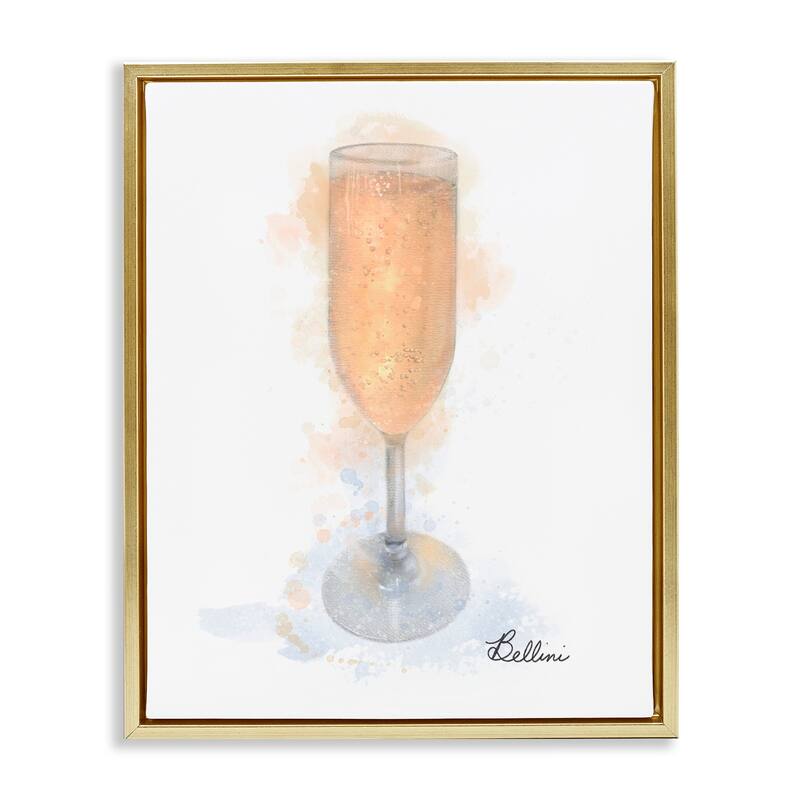 Stupell Gleaming Bellini Glass Framed Floater Canvas Wall Art Design By Matthew Piotrowicz - 17 x 21 - Gold