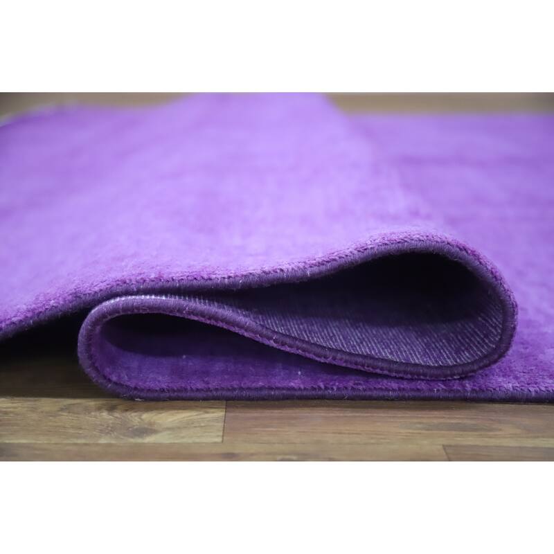 Hand Knotted Oriental 100% Wool Carpet Modern Solid Purples Gabbeh Area Rug - 12' 3'' X 8' 11''