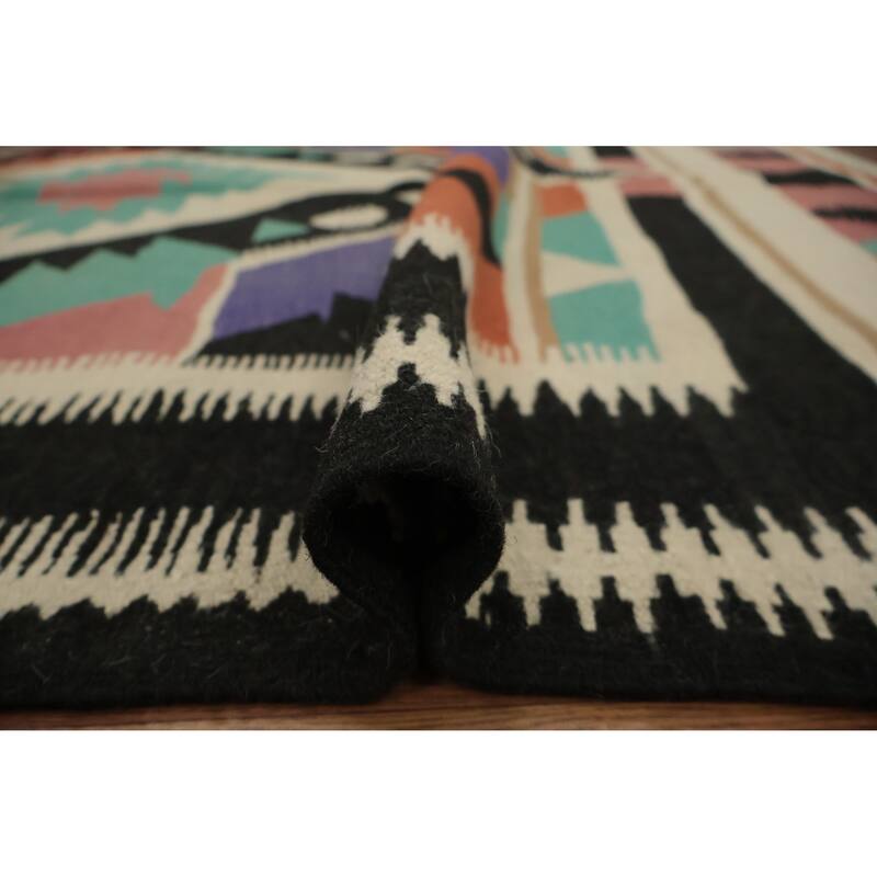 Hand Woven Oriental 100% Wool Carpet Southwestern Tribal Multi-Colored Kilim Area Rug - 8' 0'' X 5' 0''