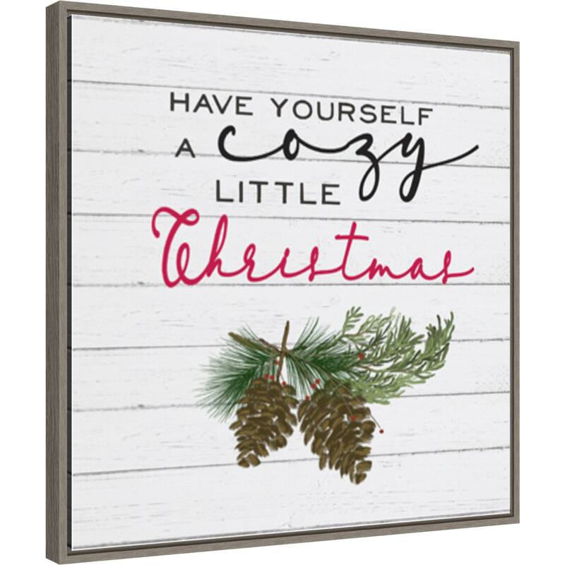 Cozy Christmas I-Pine cones by Hartworks Canvas Art Framed - 22 x 22 in