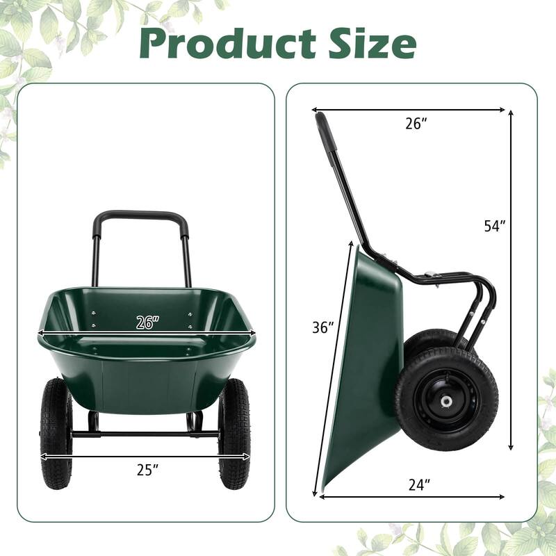 Costway 2 Tire Wheelbarrow Cart Heavy-duty Dolly Utility Cart