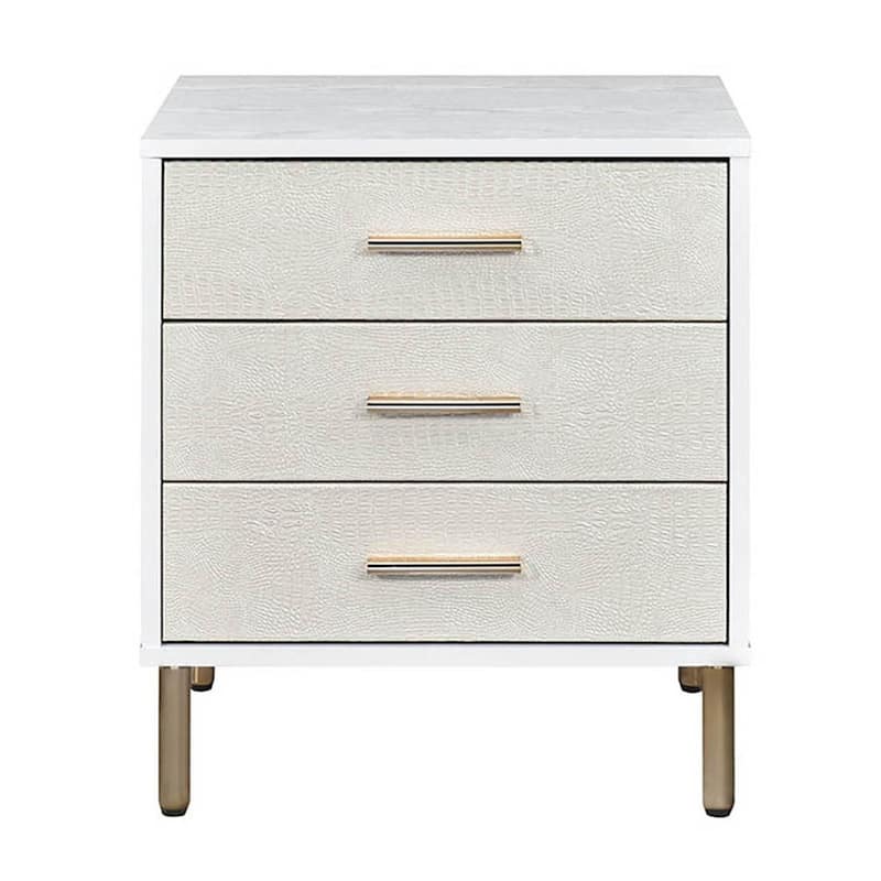 Casey 3-Drawer Nightstand with Metal Bracket Leg