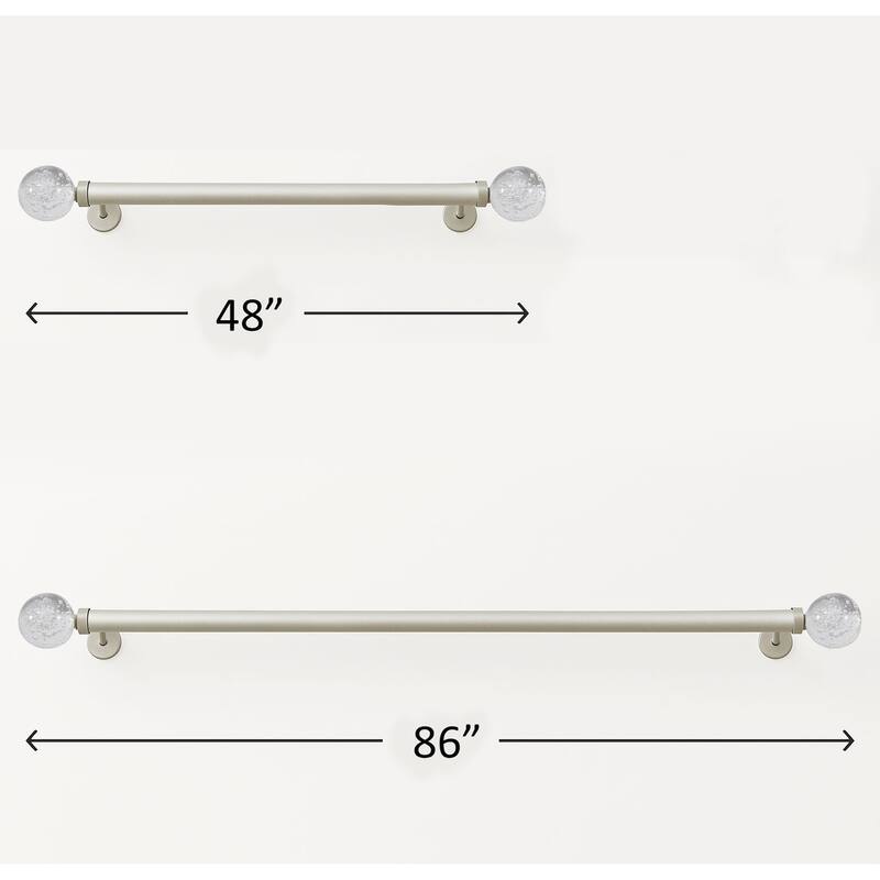 Clear Ball Bubbles Silver Modern Curtain Rod For Windows (48" - 86") - 48" - 86" inches