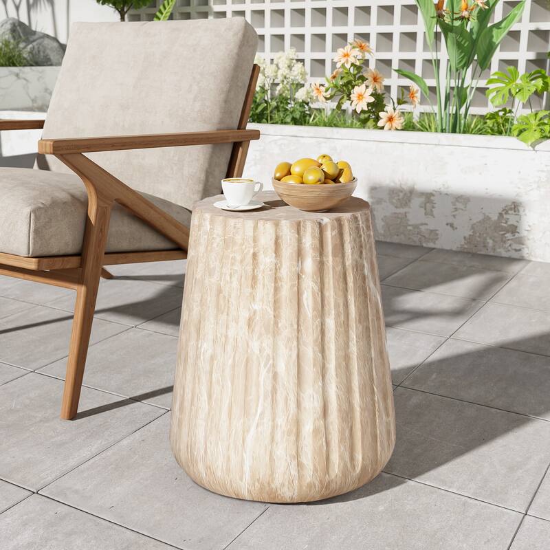 Christopher Knight Home- Sophia MGO Outdoor Carved Side Table - Gold