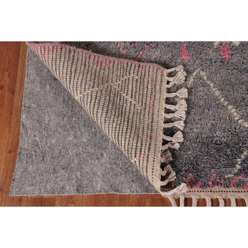 Plush Moroccan Area Rug Handmade Wool Carpet - 6'2" x 9'11"