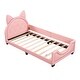 preview thumbnail 6 of 20, Twin Size Upholstered Daybed with Playful Carton Ears Shaped Headboard, Pink - Sturdy Wooden Frame, Comfortable Padding
