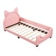 preview thumbnail 6 of 20, Twin Upholstered Daybed with Carton Ears Headboard, Pink, Sturdy and Fun Design