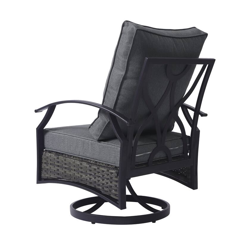 3 Piece Patio 25" W Swivel Chair Seating Group with Cushions