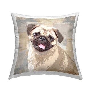 Stupell Happy Pug Dog Beige Grey Patchwork Pattern Decorative Printed ...