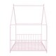 preview thumbnail 5 of 9, 2 Size Pink Metal House Bed with Metal Frame Playhouse Design for Kids