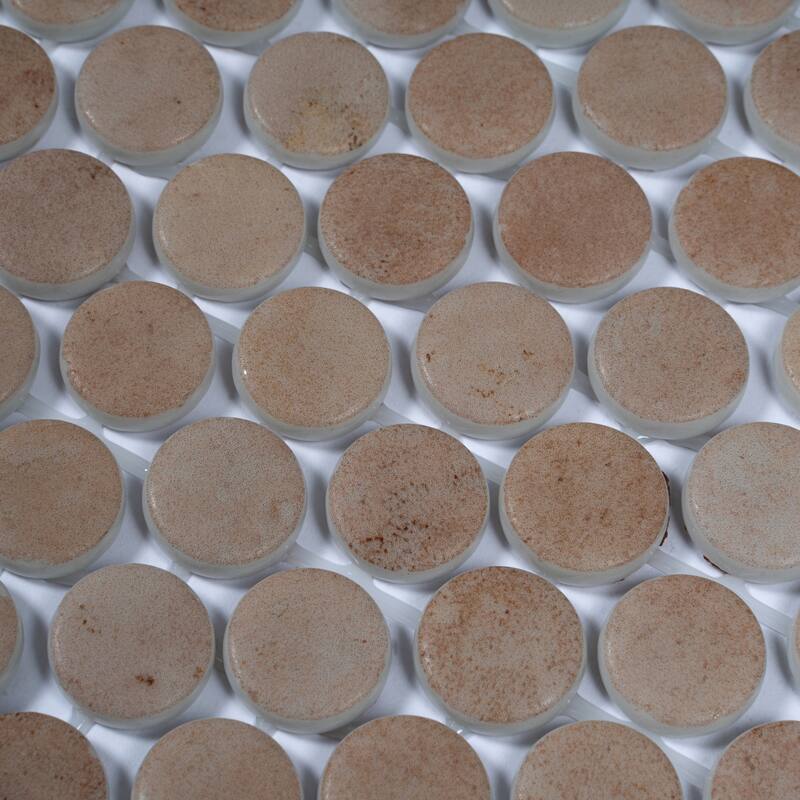 Lucenza 12x12 in. Matte Recycled Glass Penny Round Mosaic Wall and Floor Tile (10.56 sq ft/case, 12-Pack)