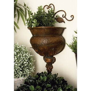 Brown Metal Indoor Outdoor Scroll Wall Planter