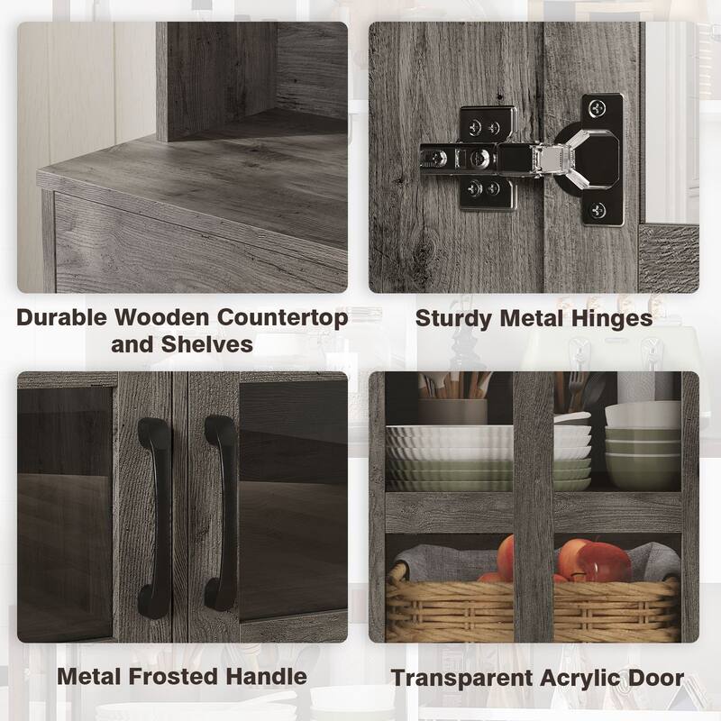 Meyreso 71" Kitchen Pantry Hutch Cabinet with 2 Drawers