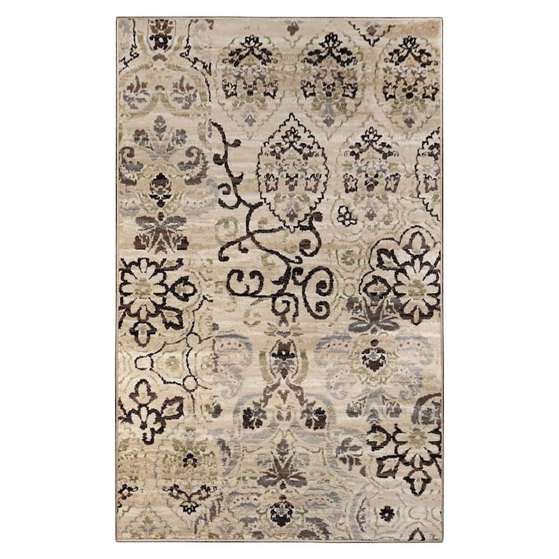 Superior Caldwell Modern Floral Damask Indoor Runner or Area Rug - 5' x 8' - Beige