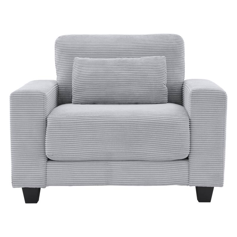 Corduroy Widened Single Sofa Chair, A Extra Lumbar Pillow - 1 Piece - Mist Grey