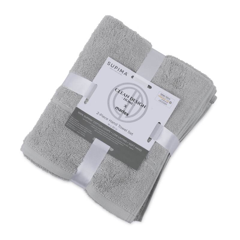 Clean Design Home x Martex Solid Supima 2-Pack Hand Towel Set