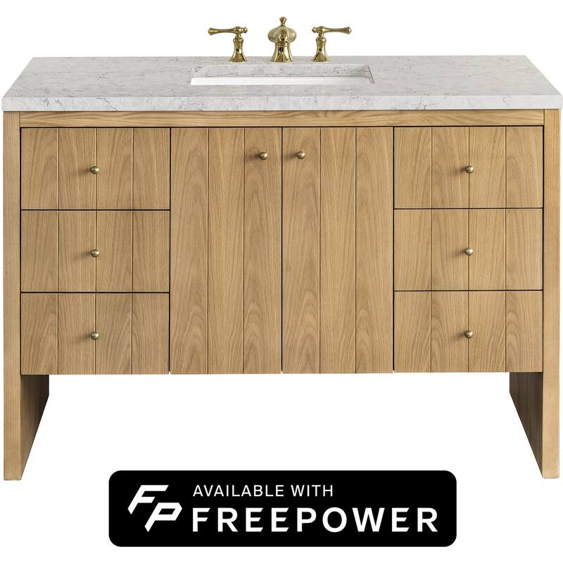 James Martin Vanities 435-V48-FEJP Hudson 48" Free Standing Single - Light Natural Oak - Oak Finish