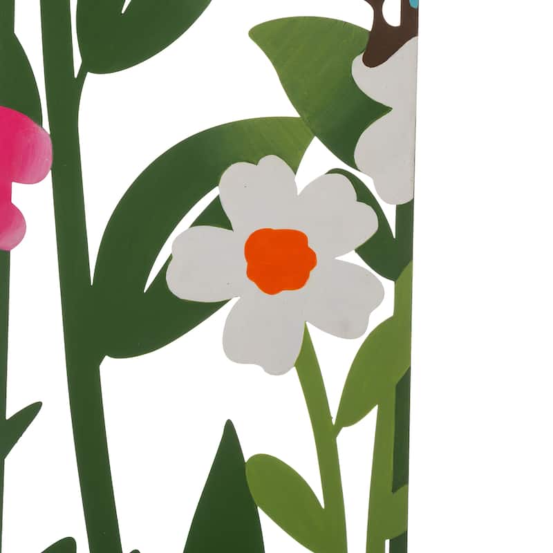 Glitzhome 40"H 5 Pieces Metal Flowers Silhouette Yard Stake