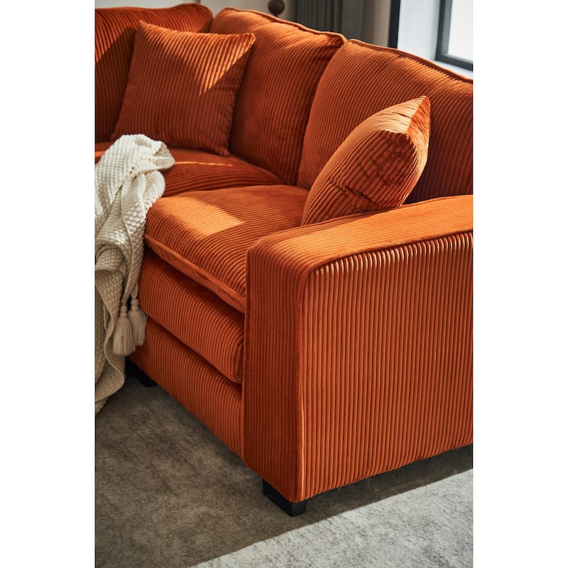 Modern U-Shaped 6-seat Modular Sectional Sofa with 1 Ottoman & 3 Toss Pillows