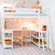 preview thumbnail 20 of 31, Max and Lily Twin Size High Loft Bed with Wraparound Desk and Shelves White