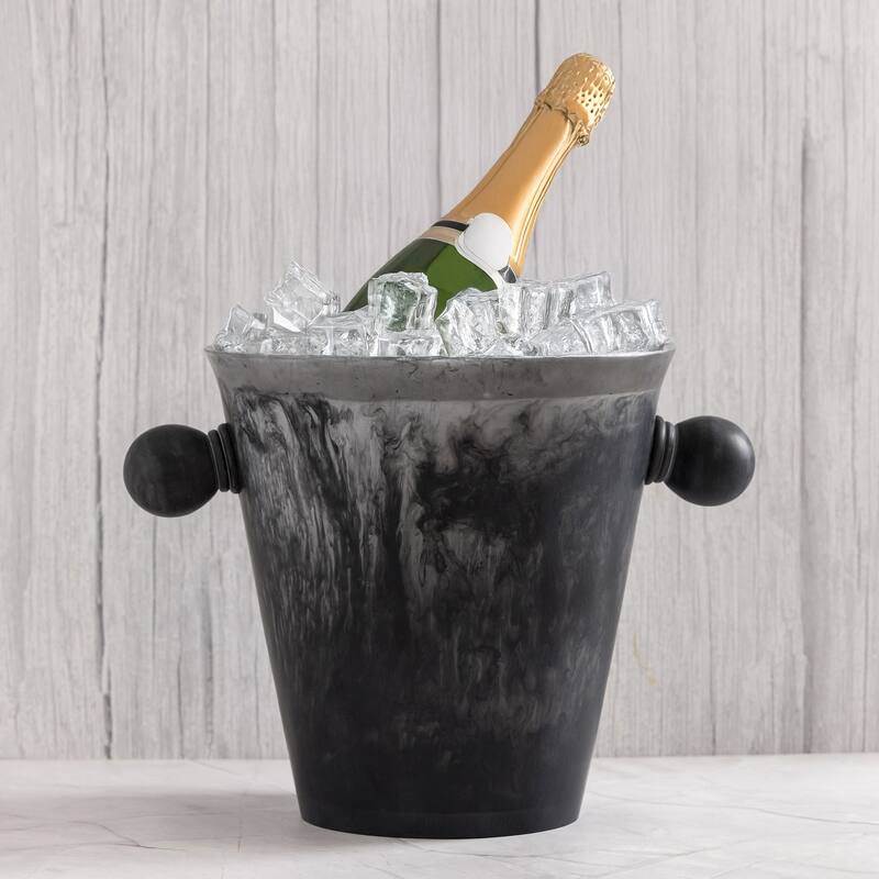 Black Resin Ice Bucket w/Handles