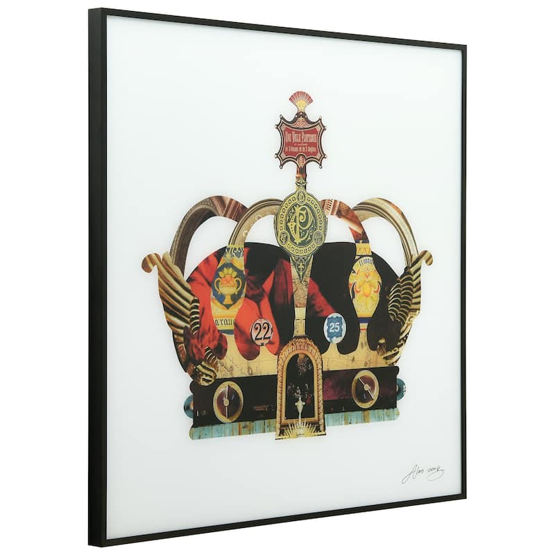 "Crown" Printed Glass Wall Art with Black Anodized Aluminum Frame