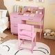 preview thumbnail 2 of 8, Gymax Kids Study Desk & Chair Set w/Chair 2 Storage Cabinets Drawer 4
