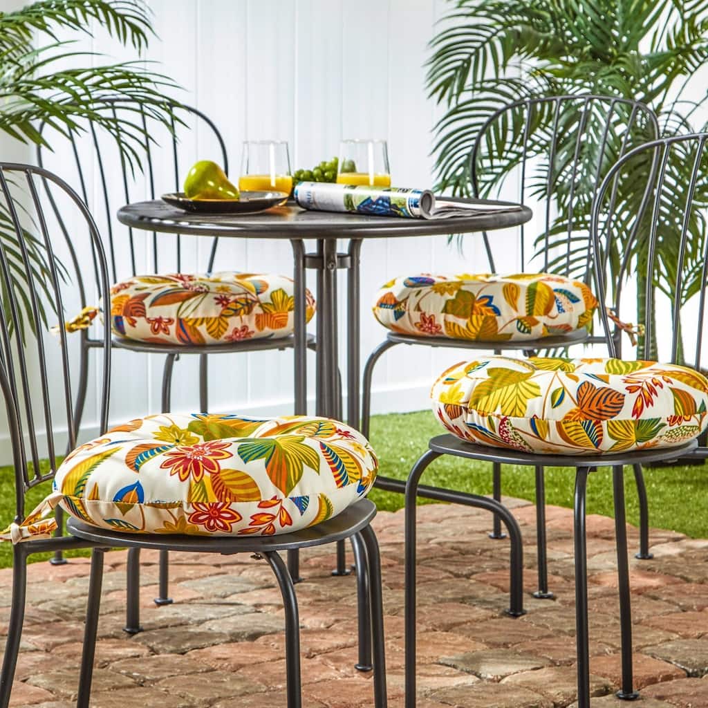 Esprit Floral 15-inch Round Outdoor Bistro Chair Cushion (Set of 4)