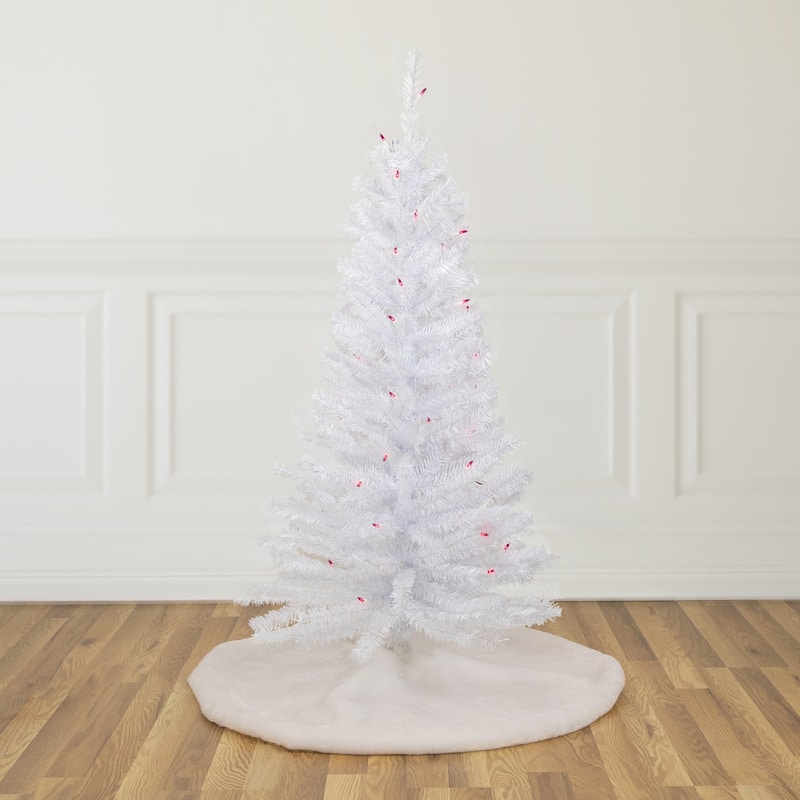4' Pre-Lit Woodbury White Pine Slim Artificial Christmas Tree