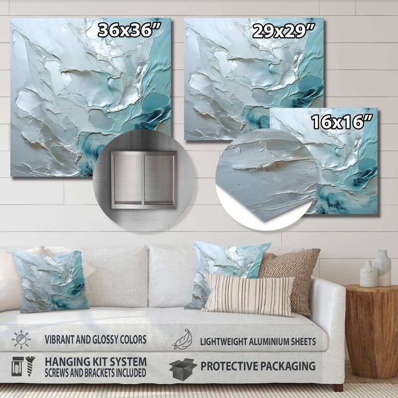 Designart "Silver Shimmer" Abstract Landscape Metal Large Print