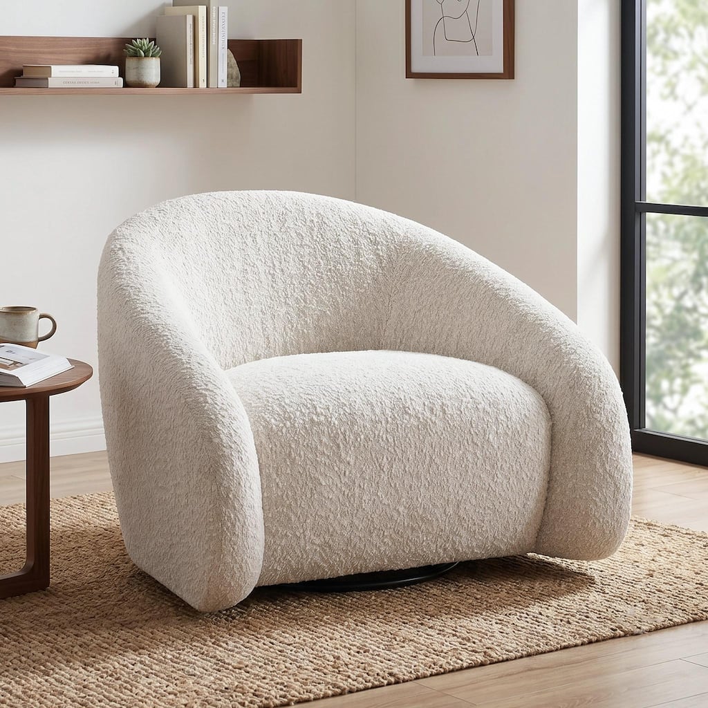 Furniture of America Ruray Modern Upholstered Swivel Accent Chair with Curved Back and Arm