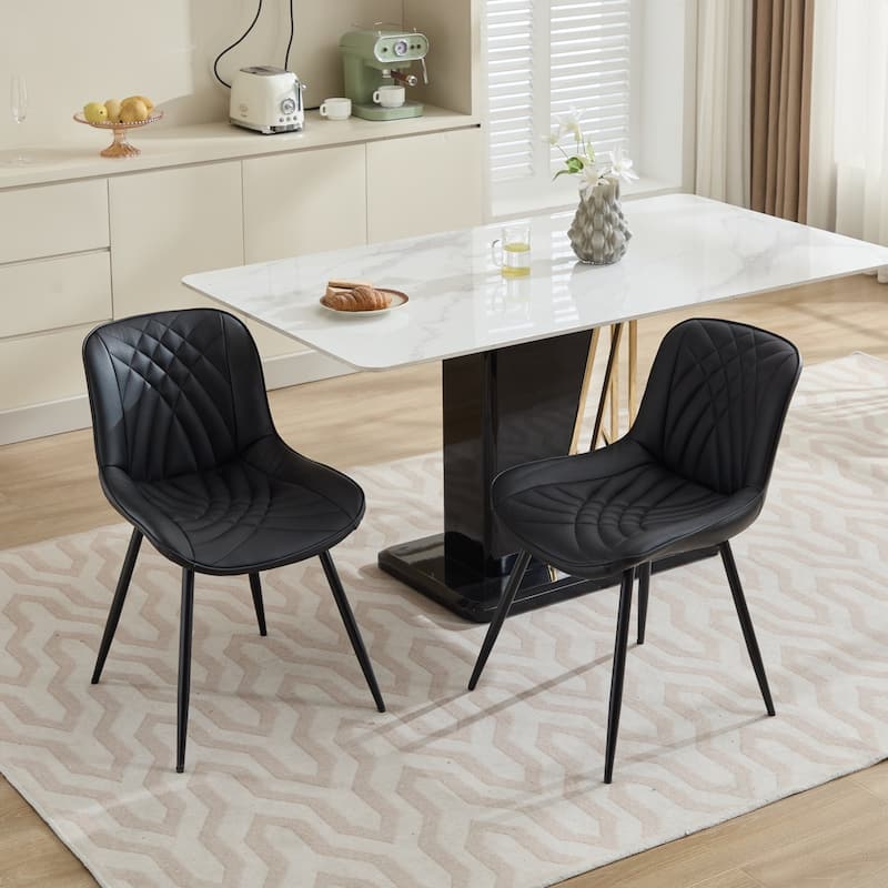 Dining Chairs Set of 2 Mid Century Modern Kitchen Chair Comfortable Upholstered Faux Leather Dinner Chairs